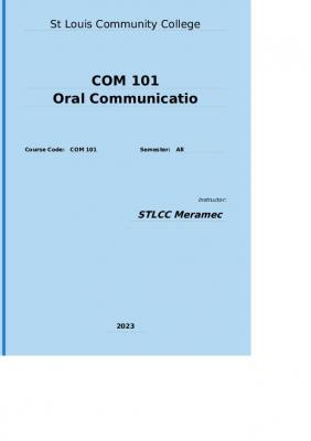 COM 101: COM 101 Oral Communication Coursepack by STLCC Meramec, ISBN ...