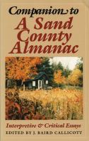Companion to a Sand County Almanac Interpretive and Critical Essays cover