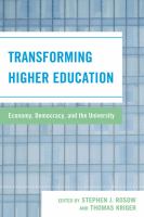 Transforming Higher EducationEconomy, Democracy, and the University cover