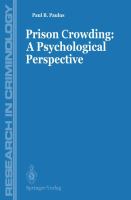 Prison Crowding: A Psychological Perspective cover
