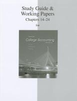 Study Guide and Working Papers Chapters to accompany College Accounting (14-24) cover