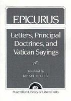 Epicurus  Letters Principal Doctrines and Vatican Sayings cover