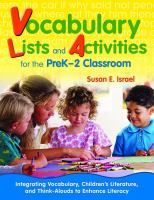 Vocabulary Lists and Activities for the Prek-2 Classroom Integrating Vocabulary, Children's Literature, and Think-alouds to Enhance Literacy cover