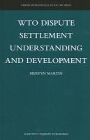 WTO Dispute Settlement Understanding and Development cover