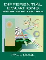 Differential Equations Matrices and Models cover