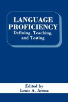 Language Proficiency Defining, Teaching and Testing cover