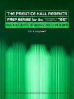 Prentice Hall Regents Prep Series for the TOEFL Test: Vocabulary and Reading Skills Builder cover