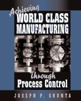 Achieving World Class Manufacturing Through Process Control cover