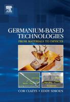Germanium-Based Technologies- From Materials to Devices cover