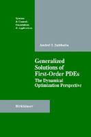 Generalized Solutions of First Order Pde's: The Dynamical Optimization Perspective cover