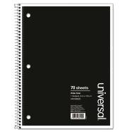 1 Subject Wirebound Notebook, 10 1/2 x 8, Wide Rule, 70 Sheets, Black Cover cover