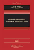Criminal Procedure : Investigation and Right to Counsel 2e cover