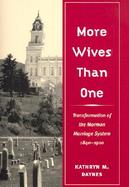 More Wives Than One Transformation of the Mormon Marriage System, 1840-1910 cover