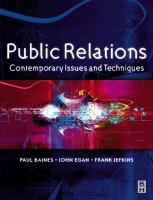 Public Relations- Contemporary Issues and Techniques cover