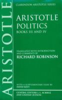 Aristotle Politics Books III and IV cover