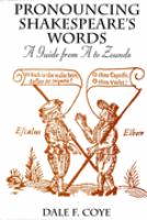 Pronouncing Shakespeare's Words: A Guide from A to Zounds cover