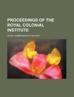 Proceedings of the Royal Colonial Institute cover