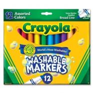 Crayola Washable Markers, Conical Tip, Nontoxic, 12/ST, Assorted cover