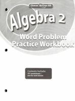 Algebra 2, Word Problems Practice Workbook cover
