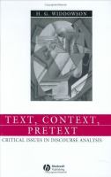 Text, Context, Pretext Critical Issues in Discourse Analysis cover