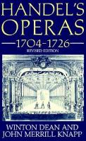 Handel's Operas, 1704-1726 cover