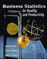 Business Statistics for Quality and Productivity cover