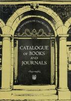 University of Chicago Press 1891-1965 Catalogue of Books & Journals cover