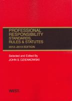 Professional Responsibility, Standards, Rules and Statutes, 2012-2013 cover