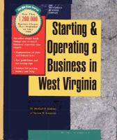 Starting and Operating a Business in West Virginia cover