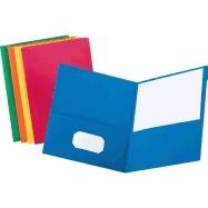 Twin-Pocket Folder, Embossed Leather Grain Paper, Assorted Colors cover