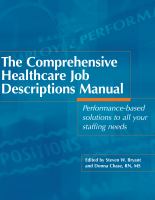Comprehensive Healthcare Job Descriptions Manual Performance-based Solutions to All Your Staffing Needs cover