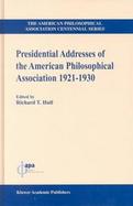 Presidential Addresses of the American Philosophical Association 1921-1930 cover