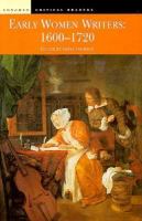Early Women Writers, 1600-1720 cover