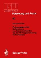 Fertigungsgerechte Aufbereitung Von Flächenverbänden Bei der NC-Programmierung Im Formenbau cover