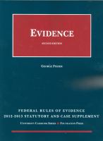 Fisher's Federal Rules of Evidence Statutory Supplement, 2012-2013 cover