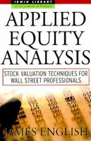 Applied Equity Analysis: Stock Valuation Techniques for Wall Street Professionals cover