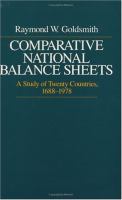 Comparative National Balance Sheets A Study of Twenty Countries, 1688-1978 cover