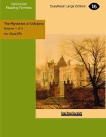 The Mysteries Of Udolpho  (volume1) cover