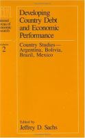 Developing Country Debt and Economic Performance Country Studies--Argentina, Bolivia, Brazil, Mexico (volume2) cover