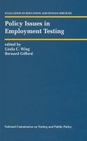 Policy Issues in Employment Testing cover
