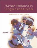 Human Relations in Organizations Applications and Skill Building cover