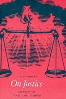 On Justice An Essay in Jewish Philosophy cover