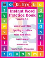 Instant Word Practice Book by Dr. Fry cover