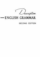 Descriptive English Grammar cover