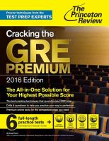 Cracking the GRE Premium Edition 2016 cover