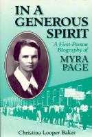In a Generous Spirit A First-Person Biography of Myra Page cover