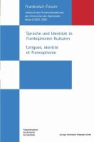 Sprache und Identität in Frankophonen Kulturen / Langues, Identité et Francophonie cover