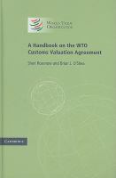 A Handbook on the WTO Customs Valuation Agreement cover