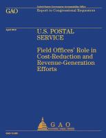 U. S. Postal Service: Field Offices' Role in Cost-Reduction and Revenue-Generation Efforts cover