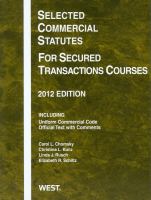 Selected Commercial Statutes for Secured Transactions Courses 2012 cover